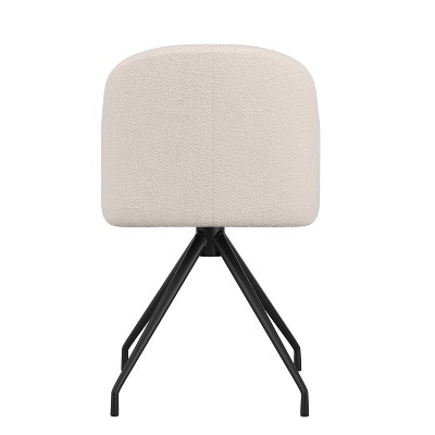 White Boucle Upholstered Office Chair with Oil Rubbed Bronze Frame