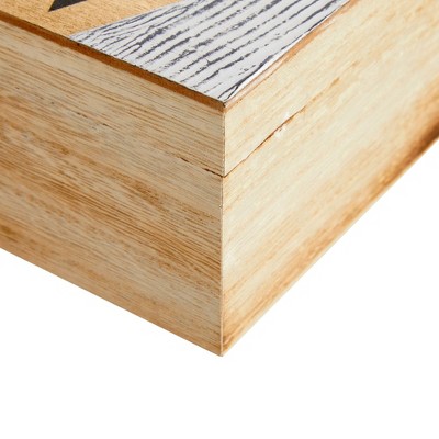 Small Natural Wood Decorative Box with Tassel and Hinged Lid