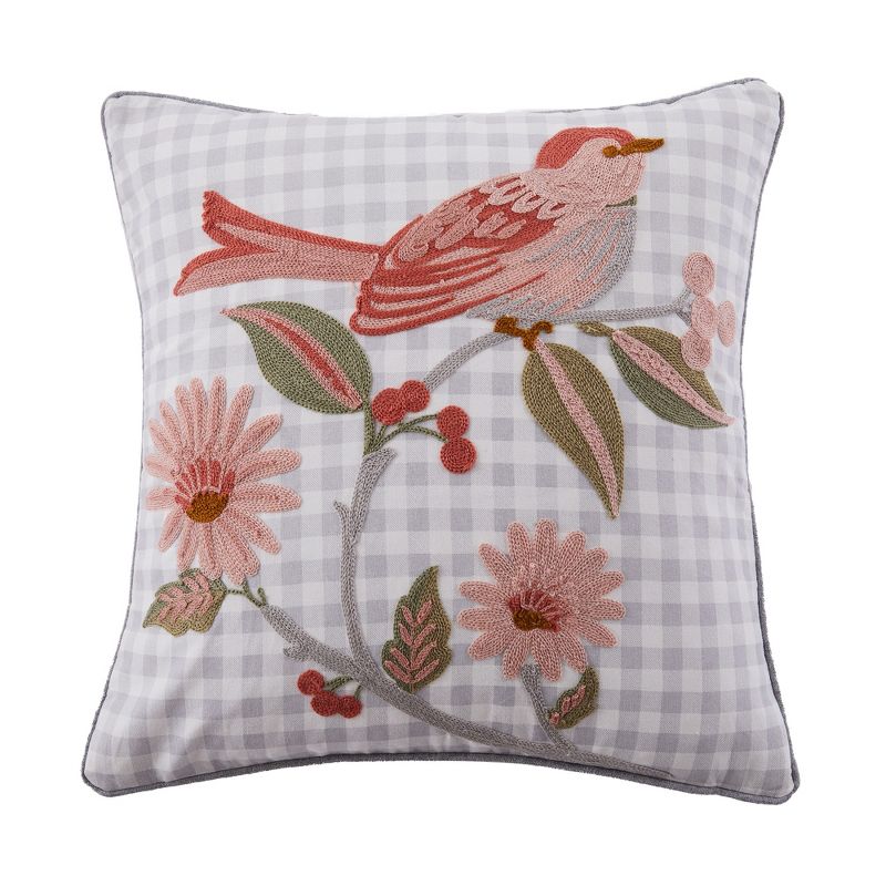Pippa Bird Gingham Decorative Pillow - Levtex Home, 1 of 4