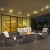 POCASSY 6-piece outdoor furniture set with fire pit table, brown wicker outdoor living set with patio sectional sofa,curved arm patio chair - 2 of 4
