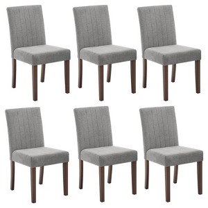 Parsons Dining Chairs Set of 2, Upholstered Linen Fabric with Button Tufted Back, Wood Legs for Kitchen, Dining Room, Living Room - 1 of 4