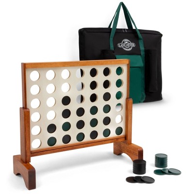 Lancaster Jumbo Size 3ft 4-In-A-Row Wooden Outdoor Game Set with Carry Bag