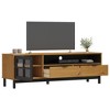 vidaXL TV Stand with Glass Door FLAM 62.2 in.x15.7 in.x19.7 in. Solid Wood Pine - 3 of 4