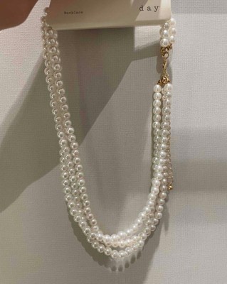 Long Faux Pearl Necklace - A New Day™ Silver/white : Target