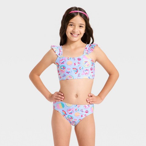 Hello Kitty Girls' Hello Kitty Bikini Set - Light Blue M