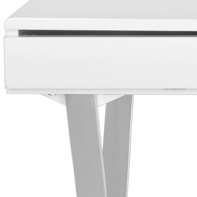 Elegant Transitional 39'' White Lacquered Home Office Desk with Drawer