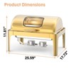 Gold 9QT Roll Top Chafing Dish - Stainless Steel Buffet Warmer with Visible Lid, Water Pan, Stand & Fuel Holder for Parties, Weddings, Hotels - 3 of 4