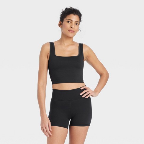 Women's Seamless Square Neck Crop Tank Top - All In Motion™ Black