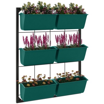 Outsunny 3-tier Wall Planter With 6 Pots For Indoor And Outdoor Use ...