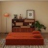 ORRD Modern Corduroy Floor Sofa Bed with 2 Pillows, Convertible Full-Size Folding Mattress, No Assembly, Orange - 4 of 4