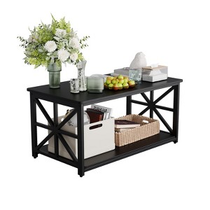 Coffee Table for Living Room,Modern Farmhouse Coffee Table with Storage,2-Tier Center Table for Living Room - 1 of 4