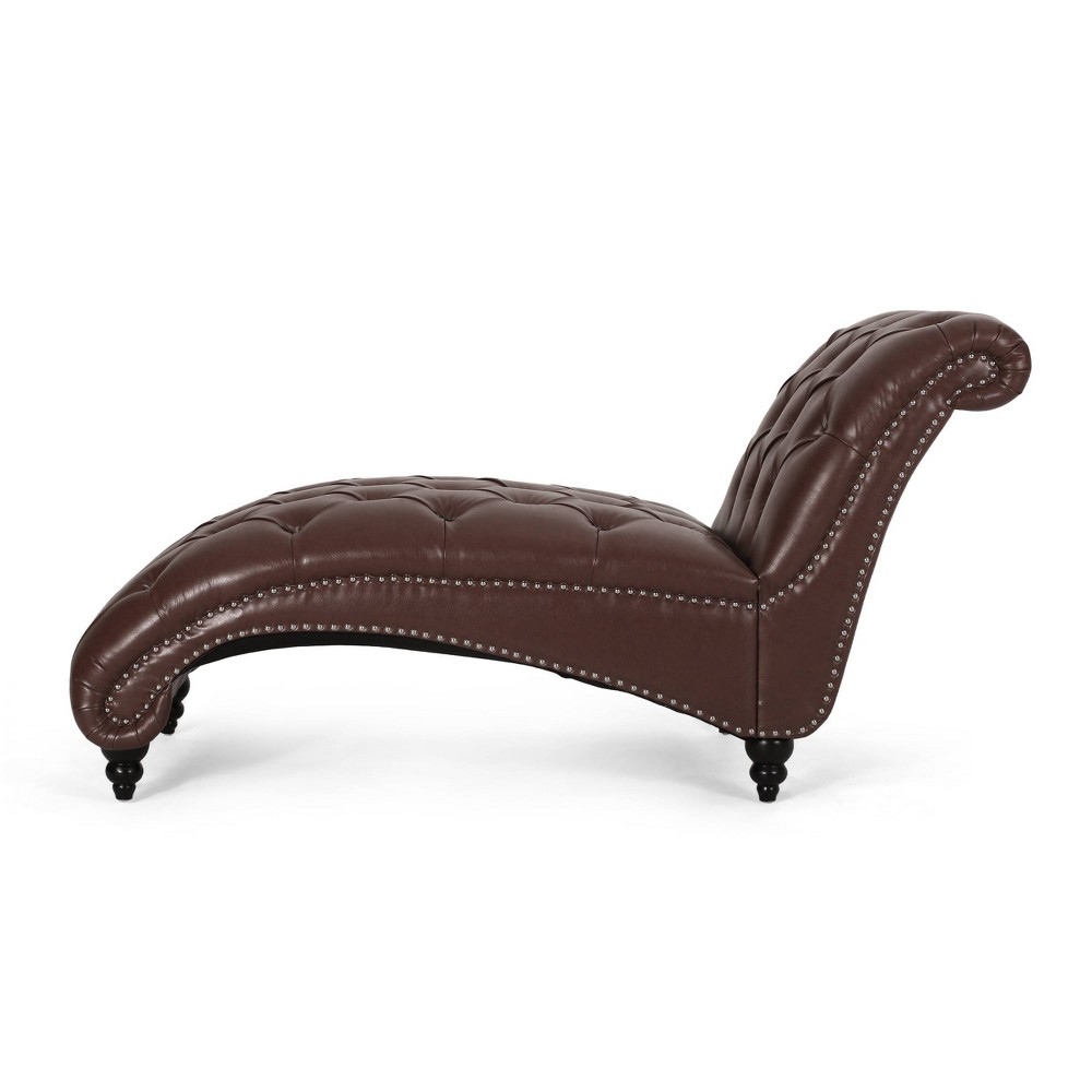 Photos - Chair Varnell Contemporary Button Tufted Chaise Lounge Dark Brown - Christopher