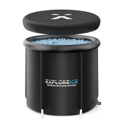 Explore Ice Black Round Inflatable Cold Plunge Bath Tub Set