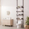 VEVOR Over the Toilet Storage, 4-Tier Over Toilet Bathroom Organizer, Low-carbon Steel 53"-132" Tall Storage Shelf Rack, Space Saver, Black & Brown - 2 of 4