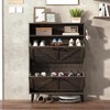 KTMBDW Shoe Storage Cabinet with 2 Flip Drawers, Freestanding Organizer with Metal Legs for Entryway, Narrow Shoe Rack Cabinet with Side Hooks - 2 of 4