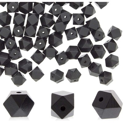 Bright Creations 100 Pack Black Geometric Wooden Beads for Arts and Crafts and Jewelry Making (20mm)