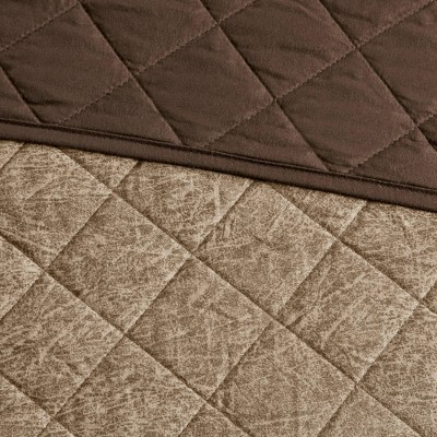 Brown Faux Suede Reversible Daybed Cover Set with Shams