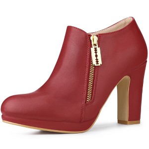 Allegra K Women's Platform Round Toe Chunky Heels Ankle Booties - 1 of 4