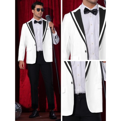 Lars Amadeus Men's Formal Business Color Block Peak Lapel Prom Blazers White Medium — фото 4