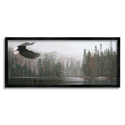 Stupell Industries Eagle Soaring Over Lake Framed Giclee Art
