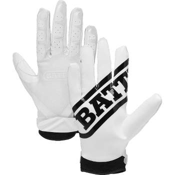 Battle Receivers Double Threat Football Gloves - White/White
