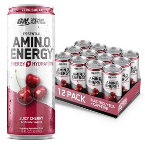 Optimum Nutrition Amino Energy Sparkling Hydration Drink, Juicy Cherry - 12 Fl Oz (Pack of 12) - 1 of 4