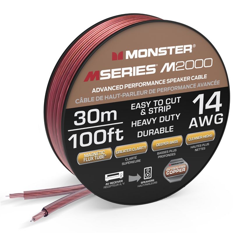 Monster M-Series Speaker Wire: Advanced Performance Speaker Cable Spool with Oxygen-Free Copper Speaker Wire Construction, 1 of 10