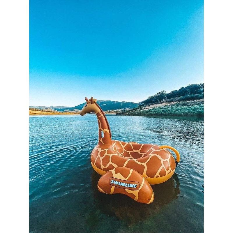 Swimline Giant Inflatable Giraffe Pool Float Floatie Ride-On Lounger, 3 of 5