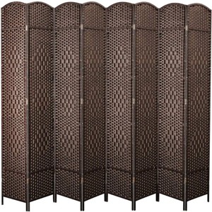 Sevobal Partitions and Room Dividers 8-Panel Foldable Wooden Partitions Folding Privacy Screens for Office and Living, Brown, 142"*17.7"*70.8" - 1 of 4