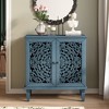 Okak Vintage Hollow-Carved Wood Sideboard Storage Cabinet with Floral Design,Accent Display Pantry Cabinets for Dining Room,Living Room - 3 of 4