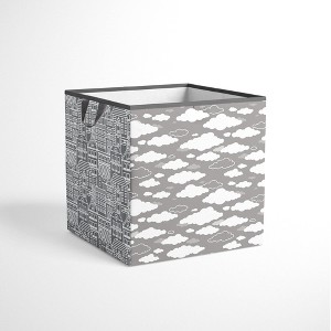 Bacati - Clouds in the City White/Gray Storage Box Small - 1 of 4
