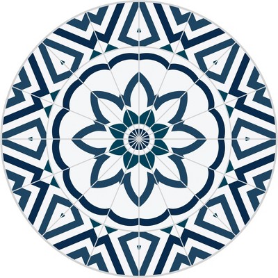 4'7" Cyclades Round Floor Mat Blue/White - A&A Story