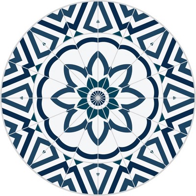 4'7" Cyclades Round Floor Mat Blue/White - A&A Story