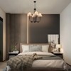 PAKOKULA 4-Light Matte Black Sputnik Chandelier with White Fabric Shade for Living Room Bedroom - 2 of 4
