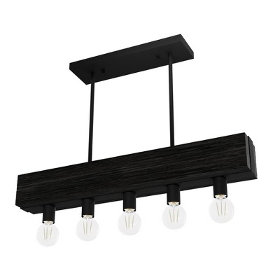 Black Iron and Ash 5-Light Linear Chandelier