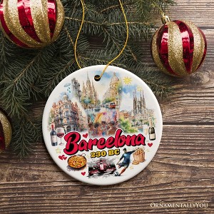 Illustrated Barcelona Landmarks Ceramic Ornament, Spain Travel Souvenir and Christmas Gift| OrnamentallyYou - 1 of 4