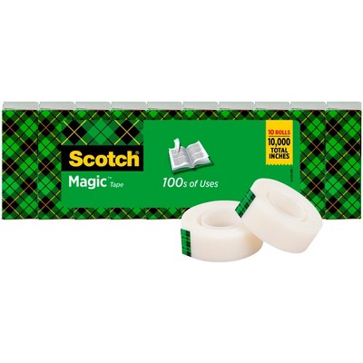 Scotch 810 Magic Tape, 0.75 x 1000 Inch, Matte Clear, Pack of 10