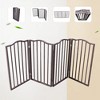 KTMBDW Pet Gate - 4-Panel Indoor Foldable Dog Fence for Stairs, Hallways, or Doorways -Wood Freestanding Dog Gates, Brown - 3 of 4