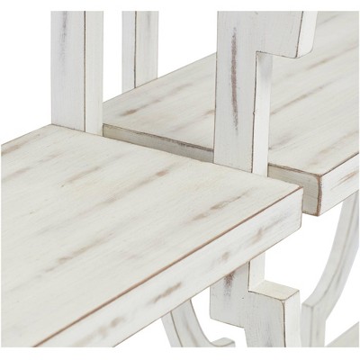 Antique White 64" Wood Console Table with Storage Shelves