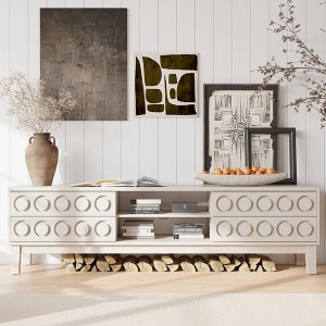 LOVSON Modern Mid-Century Media Console with 4 Drawers and Cable Management, TV Console Table for TVs up to 75",for Living Room,Office(White) - 1 of 4