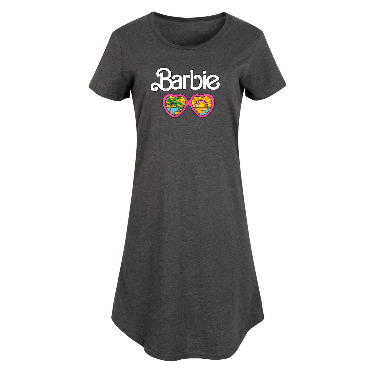 Women's - Barbie - Seeing Sunsets & Palm Trees Through Sunglasses Graphic T-shirt Dress - thumbnail 5