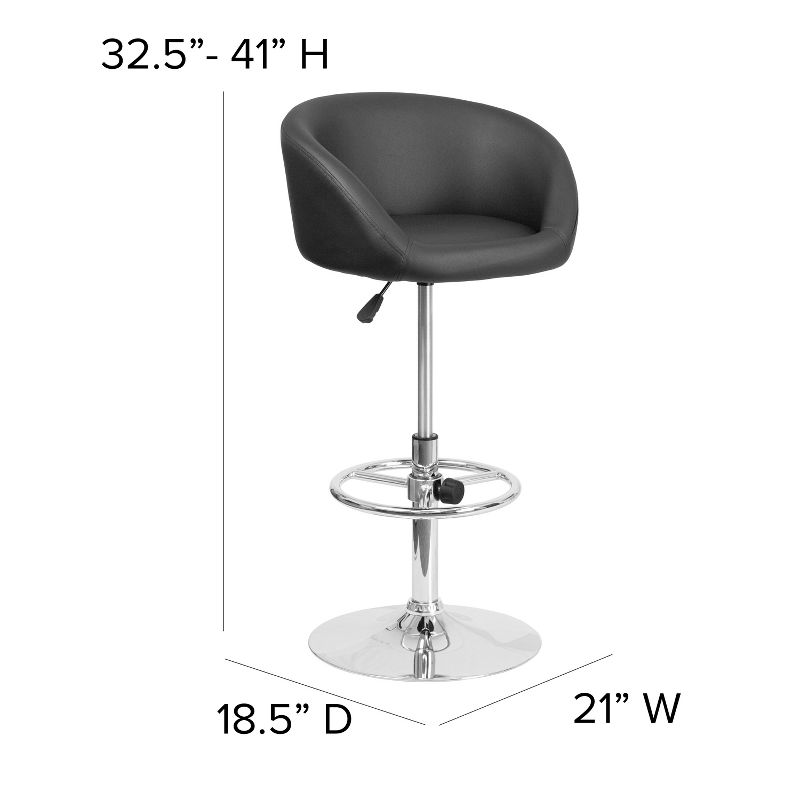 Flash Furniture Contemporary Adjustable Height Barstool with Barrel Back and Chrome Base, 5 of 12