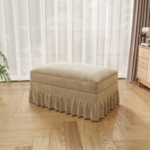 GDFStudio Lorien Mid-Century Modern Chenille Upholstered Ottoman - 1 of 4