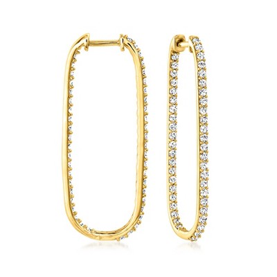Ross-Simons 1.50 ct. t.w. Diamond Inside-Outside Paper Clip Link Hoop Earrings in 14kt Yellow Gold