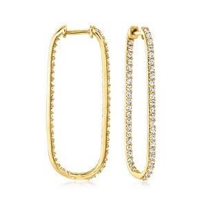 Ross-Simons 1.50 ct. t.w. Diamond Inside-Outside Paper Clip Link Hoop Earrings in 14kt Yellow Gold - 1 of 3