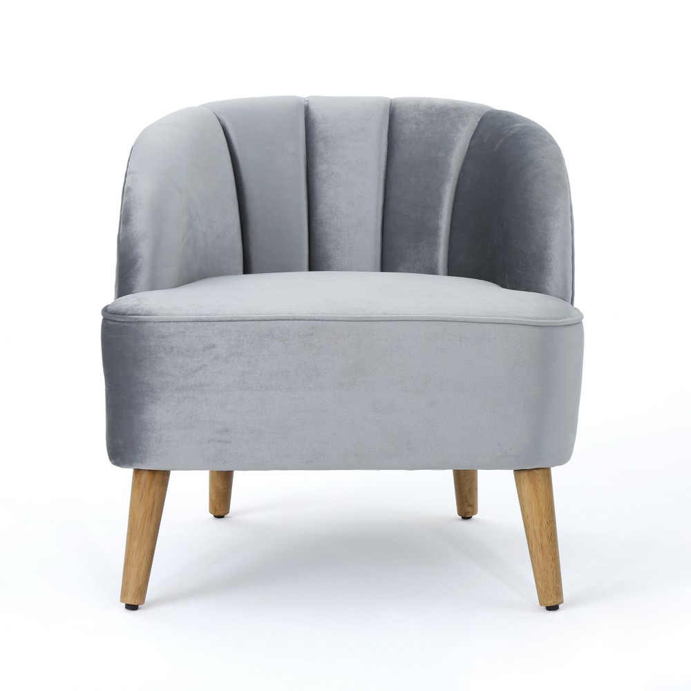 Photos - Chair Amaia Modern New Velvet Club  Pewter Black - Christopher Knight Home