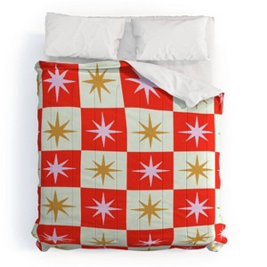 Deny Designs King Galaxy Eyes Star Check Festive Comforter and Pillow Sham Cream - 1 of 4