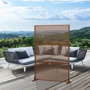 Wooakway 47" x 72" Black Metal Garden Trellis Privacy Screen Indoor Outdoor Room Divider Lattice Panel - 1 of 4