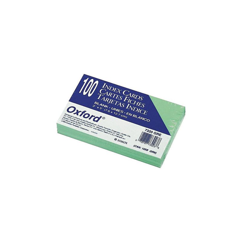 Oxford Unruled Index Cards 3 x 5 Green 100/Pack 7320GRE, 3 of 4