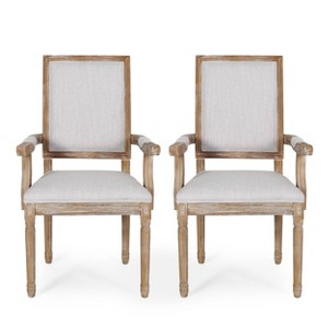 Set of 2 Maria French Country Wood Upholstered Dining Chairs - Christopher Knight Home - 1 of 4
